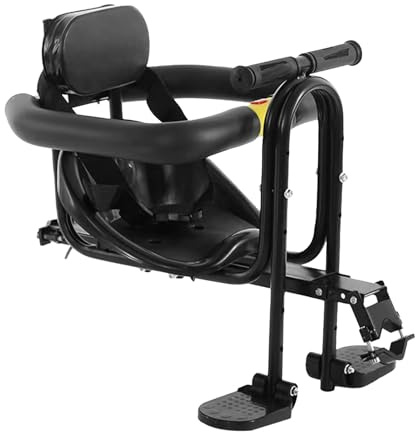 DzpKrka Child Bike Seat Front Mounted Child Bike Seat Carrier Front Mount Baby Se-at Fr-ont Bi-ke S-eat For Baby 40-56cm Adjustable With Soft Back Hard Cushion Pedal Support For Folding Bicycle