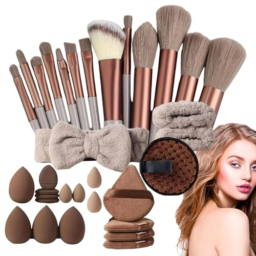 Pinceles Y Accesorios De Maquillaje | Juego de Brochas de Viaje 33 Piezas | Juego de Cosmeticos para Mujeres y Niñas