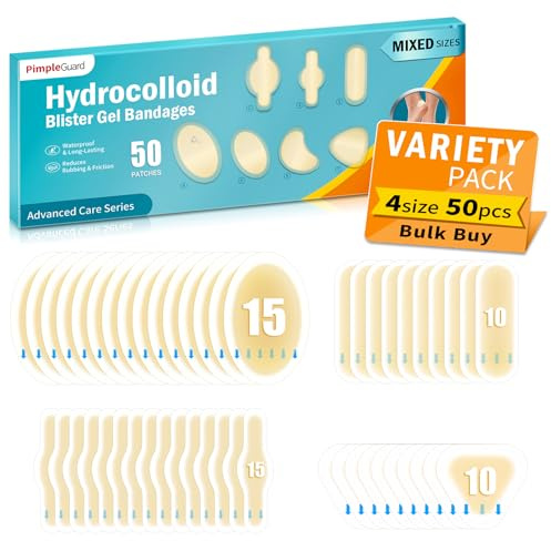 50PCS Cerotti Vesciche Piedi Cerotti idrocolloidali Lunga durata e resistenti all'acqua per Vesciche sulle Tallone e Dita dei piedi