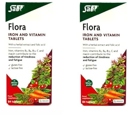 Lot de 2 comprimés multivitamines, fer et vitamines B2, B6, B12 et C, 84 pièces, 168 au total