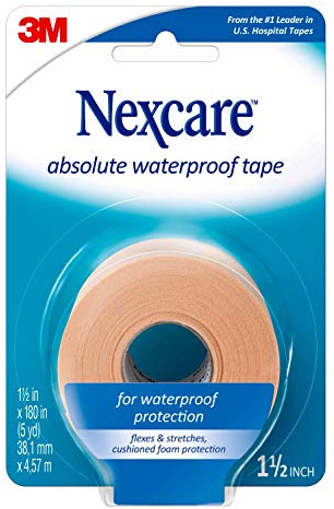 Nexcare Absolute Waterproof Tape, Flexible Foam Medical Tape, Secures Dressing and Keeps Wounds Dry - 1.5 in x 5 yds, 1 Roll of Tape