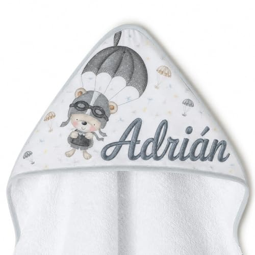 Danielstore Capa de Baño Bebé Personalizada con Nombre Toalla 100x100 cm 100% Algodón con Capucha Recién Nacido Niña Niño Suave Absorbente Regalo Baby Shower Bautizo