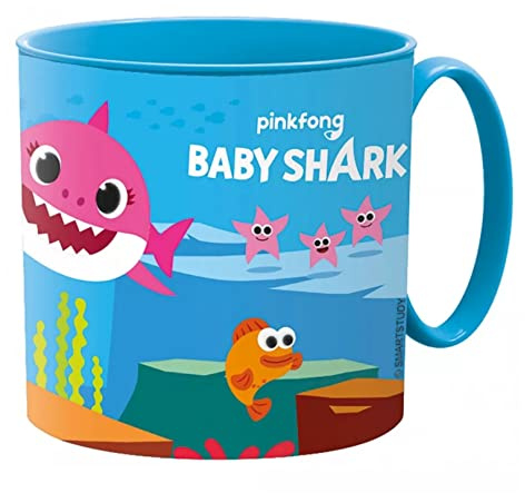 Kids Character Cute Mini Mug 265ML Drinking Re-Usable Plastic Cup Microwave Safe (Baby Shark)