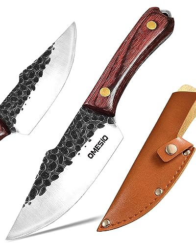 Omesio Titre : Couteau Bushcraft Outdoor, Lame Pleine en Acier Trempé, Couteau Lame Fixe Compact, Idéal pour la Chasse, la Pêche, la Survie et le Camping