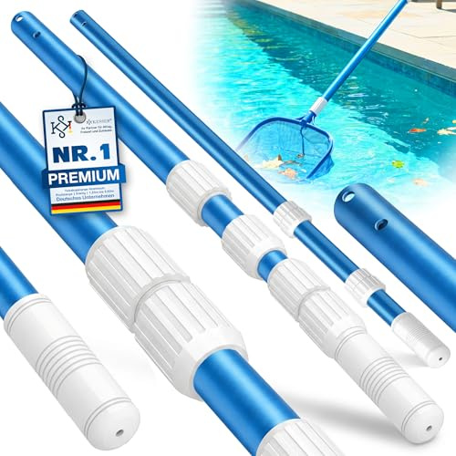 KESSER® Recogehojas para Piscina de Aluminio | Varilla para Limpieza de Piscinas de 3 Piezas | Ajustable de 1,20m a 3,60m | Resistente a la Intemperie y Estable