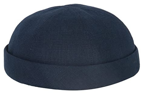 HANSEHELD Docker Cap Leinen Blau Kurz Flach Segler Sailor Cap 57 | Seemannsmütze | Dockermütze | Sommer | Docker Hut | Made in Germany