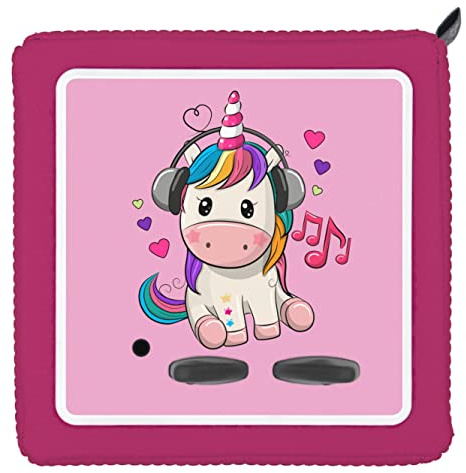PUNALU Schutzfolie für Toniebox, Einhorn mit Kopfhörer, Dekofolie selbstklebend, Wasser- und Kratzfest, Toniebox Aufkleber