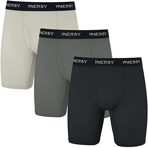 INNERSY Boxer Long Homme en Maille Léger Calecon Anti Frottement Lot de 3 | Calecons Hommes Ouverte, Sous-vêtement Polyamide Élastique, Calson Séchage Rapide Doux, Sans Étiquette, Sport et Quotidien