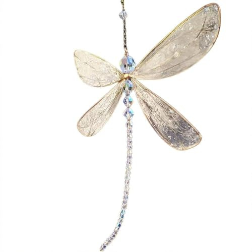 Attrape- en Cristal Libellule À Suspendre pour Jardin, Mariage, Voiture, Salle De Mariage, Décoration en Forme De Libellule Arc-en-Ciel (Blanc)