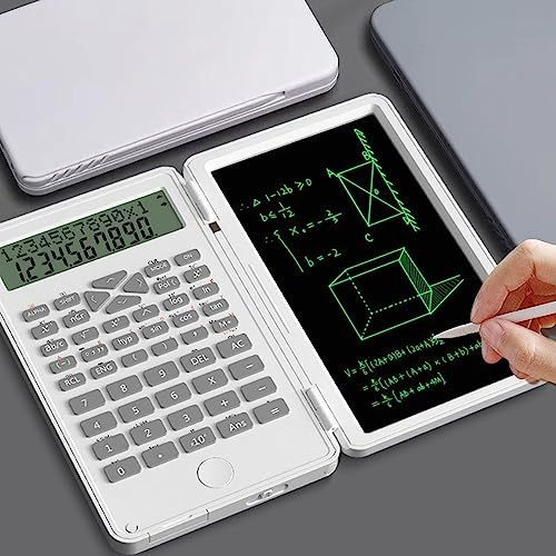 Wissenschaftlicher Taschenrechner mit Notizblock, 10-stelliger LCD-Display-Rechner, Pocket Mute, Multifunktionaler Tischrechner für Studenten, Weiterführende Schule und Hochschule (Weiss)