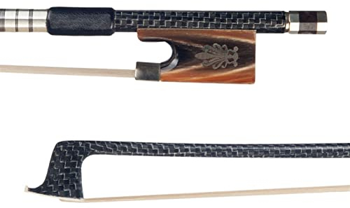 Geigenbogen Carbon Faserbogen 4/4 Geigenbogen Silber Seide Geflochtene Kohlefaserbogen Mit Ochsenhornfrosch Langlebiger Gebrauch