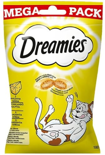 Dreamies Klassiker Katzensnacks mit Käse Mega Pack – Katzenleckerli mit knuspriger Textur und cremiger Füllung – 2 x 180g