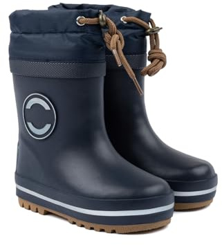 Mikk-line Bottes en caoutchouc thermique pour enfants | Bottes d'hiver pour enfants avec lacets | Bottes en caoutchouc doublées avec détails réfléchissants | Bottes de pluie pour enfants en caoutchouc