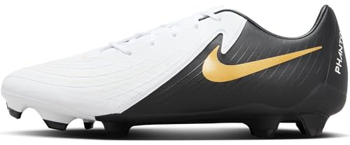 Nike Phantom Gx II Academy Fg/Mg Football Shoe White/Black/MTLC Gold Coin 10.5