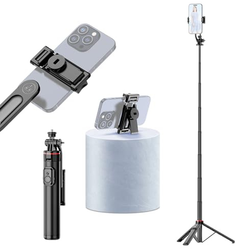 Andoer Selfie Stick Förbättrat Stativ 131 cm Mobilstativ Med Bluetooth Fjärrkontroll Selfie Stick Telefon Stativ Extra Lång Rotation 360° Utdragbar för Smartphone