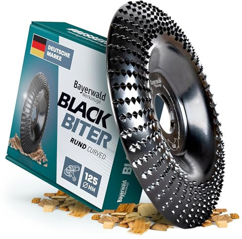 BayerwaldBlack Biter curved/rund - Raspelscheibe - Ø 125 mm x 22,2 mm | schnelles, grobes Abschleifen von Holz & Holzwerkstoffen | für Winkelschleifer