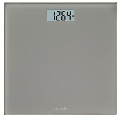 Taylor Digital Body Weight Scale, 400 lb Capacity, Glass Platform, Mid Gray