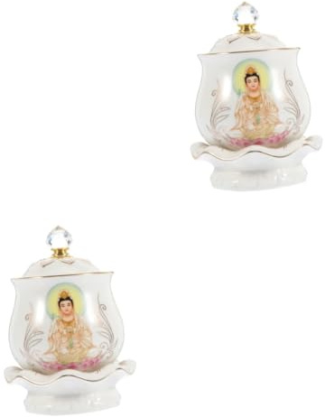 PRETYZOOM 2 Pz Bicchiere d'acqua in porcellana coppa per l'offerta dell'acqua tazza per la purificazione dell'acqua home decoration Doni buddisti tazzina da espresso offerta di culto