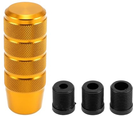 INFINAUTO 9.5cm Car Shift Knob with 3 Adapter Aluminum Alloy Gold Tone | Universal, for Automatic and Manual Vehicle, Gear Shifter Knob, with 3 Adapter, Aluminum Alloy, Gold Tone