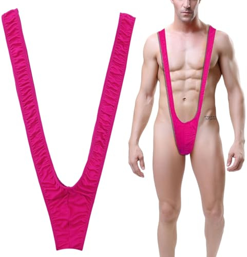 VemeFufu Perizoma Mankini Borat Costume da bagno Uomo Sexy Suspensorio V Sling Costume da bagno Costume da festa Bikini String per Uomo Beachkini Spiaggia Natale Halloween 1 Pack A. Rosso Rosa, 1