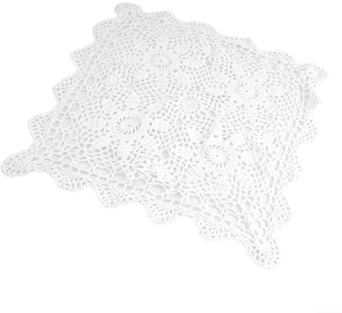 Napperon carré vintage en coton dentelle crochet pour décoration de maison, salle à manger et café (40 x 40 cm, blanc)