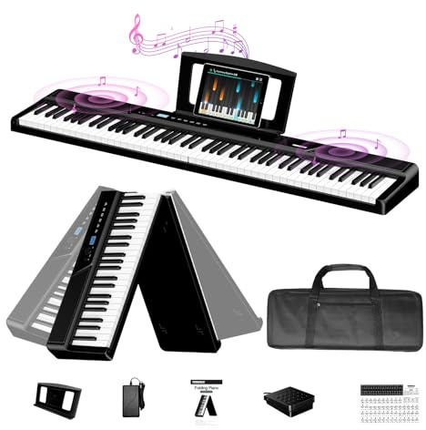 TERENCE V50 Keyboard Piano 88-Tasten Gewichtet Dynamische Tastatur 30W Lautsprechern Berührungsempfindliches Steuerpanel Video-Aufnahmefunktion Kopfhörer- und externe Lautsprecherunterstützung