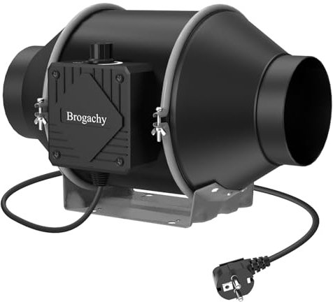 Brogachy100mm Ventilador de extracción ajustable 363m³/h, motor EC trifásico,3000 RPM Extractor de Aire con controlador de velocidad variable Para Baño, Booster, Tienda de cultivo, Garage, Cucina.