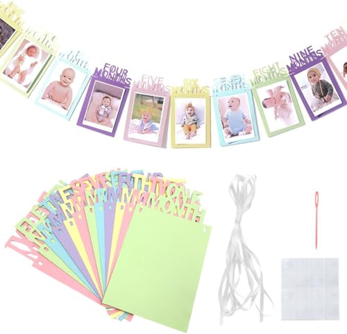 HZXINYI 1: a födelsedag baby foto banner - baby vimpel girlang grattis på födelsedagen milstolpe banner firande dekoration fest dekoration för 1 till 12 månader