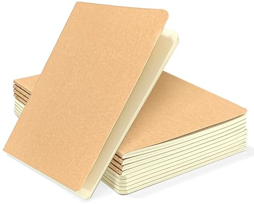 xiaoxianxian 10 Pack Cuaderno A5 Hojas Blancas, Libretas de Notas de Kraft (34 Hojas), Bloc de Notas para Escuela, Oficina, Viajes, Dibujo y Graffiti