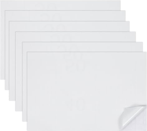 sourcing map Lot de 6 feuilles de papier peint autocollant en PVC pour maison de poupée, mini décoration murale pour maison de poupée, table de sable, accessoires de modèle 30 x 20 cm (blanc)