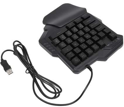 BONKZEBU Enhands 7-färgs RGB-bakgrundsbelyst Speltangentbord med 35 Tangenter för Spelentusiaster, Plug and Play Enhandstangentbord för Smidig Spelupplevelse