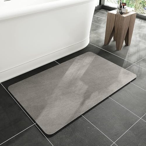 FARYODI Halkfri badmatta, superabsorberande badrumsmatta, tunn, 40 x 60 cm, tvättbar snabbtorkande, smutsavvisande mattor för badkar, dusch och badrum, toalett (grå)