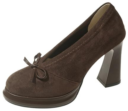 Scarpe con tacco da donna, eleganti, stile Dirndl, classiche, per matrimonio, estive, da ballo, per feste tradizionali, stile vintage, per matrimoni, balli, marrone, 37 EU