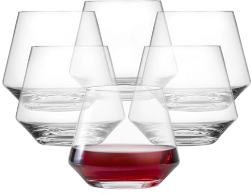 ZWIESEL GLAS Pure Stemless Burgundy Glass (Set of 6), Elegant Wine Glasses for Red Wine, Dishwasher-Safe Tritan Crystal Glasses, Made in Germany (17 Ounce)