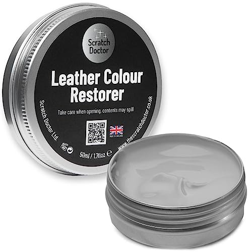 Scratch Doctor Leather Colour Restorer Recolouring Balm Repair Treatment for Faded & Worn Absorbent Leather Furniture, Sofas, Chairs (Light Grey, 50ml)