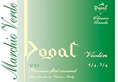 Dogal® »V21 VIOLIN SET MARCHIO VERDE 4/4-3/4 BRONZE« Corde per Violino - Bronze Flat Wound
