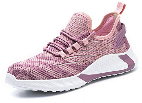 ALOFME Scarpe antinfortunistiche uomo donna S3 leggere estive scarpe da lavoro scarpe antinfortunistiche con punta in acciaio, rosa., 39 EU