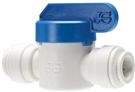 John Guest PPSV040808WP Plastic Push Shut Off Valve, Blue/White, 1/4 in