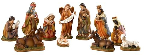 Avalon Gallery Nativity Sets for Christmas - Indoor Hand Painted Nativity Scene, 4.5-Inch Scale, 11-Piece