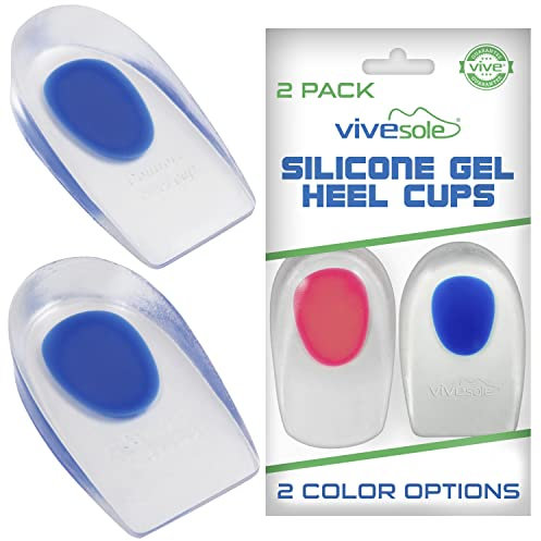 ViveSole Gel Heel Cups (Pair) - Silicone Cushion Insert Pads for Pain