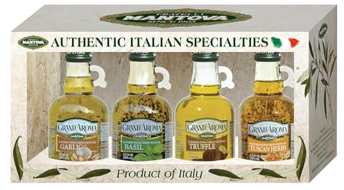Grand'aroma Tuscan Herbs,Garlic, Basil, Truffle Flavored Extra Virgin Olive Oil, 8.5-Ounce Bottles (Pack of 4)