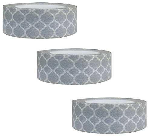 Wrapables Grey Marrakech Trellis Washi Masking Tape, Set of 3