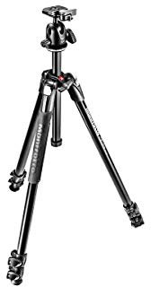 Manfrotto 290 Xtra Kit treppiede in alluminio a 3 sezioni con testa a sfera (MK290XTA3-BHUS), nero