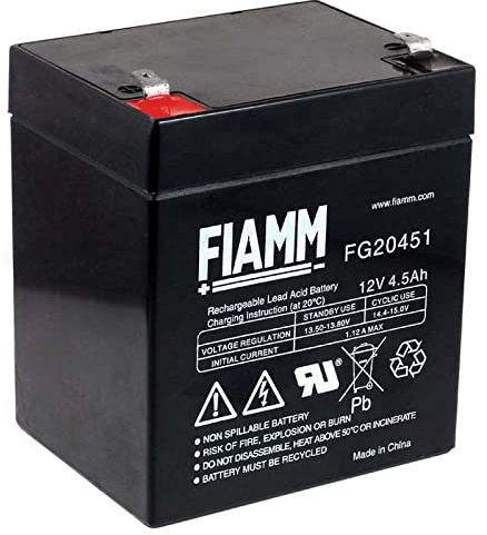 Fiamm FG20451 Lead Acid Battery 12 V 4.5 Ah 4.8 mm USV 20451 AGM Faston 4.8 mm