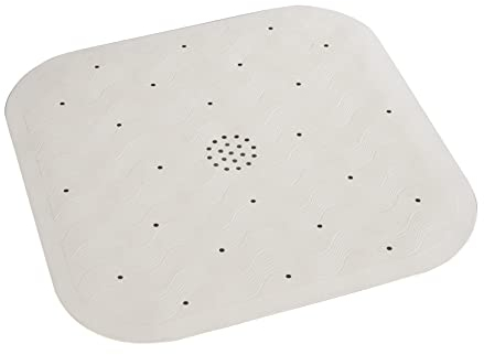 WENKO Duscheinlage Mod. Natur-Kautschuk Beige rutschfest mit Saugnäpfen für sicheren Halt und waschbar bei 40 Grad Maße 45 x 1,6 x 45 cm