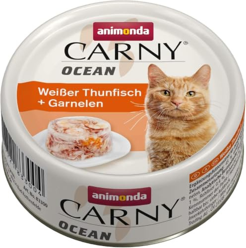 animonda Carny Ocean - Nourriture Humide pour Chat - Thon Blanc + crevettes - 12 x 80 g