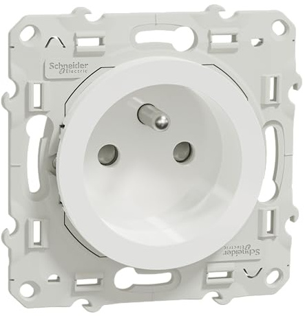 Schneider Electric - Odace prise de courant 2P+T blanc, à vis, 2 connexions rapides par pôle - S520059