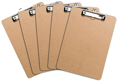 Klemmbrett mit Papier Clip, Clipboard-Set | Umweltfreundliche Klemmmappe für DIN A4 Unterlagen, Schreibblock mit Metallclip (5 Stück)