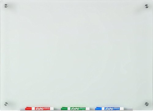 Frosted Glass Dry-Erase Board - 45 cm x 60 cm - Includes Aluminium Marker Tray