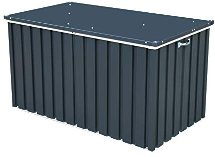 Duramax DH 1.3 (585L) Kissenbox aus Metall mit hydraulischer Gasdruckfeder und Vorhängeschlossöse, Terrassenbox und Gartenmöbelaufbewahrung für den Außenbereich, Anthrazit